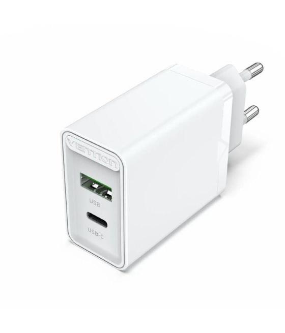 Cargador de pared vention fbbw0-eu/ 1x usb tipo-c/ 1x usb/ 20w