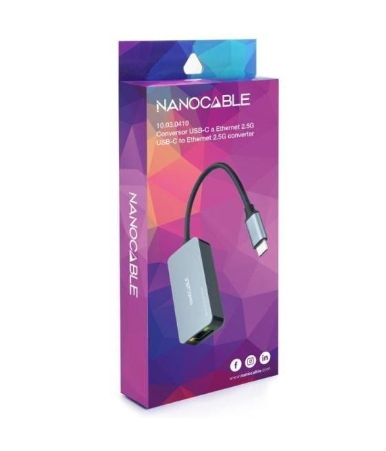 Adaptador rj45 nanocable 10.03.0410/ usb tipo-c macho - rj45 hembra