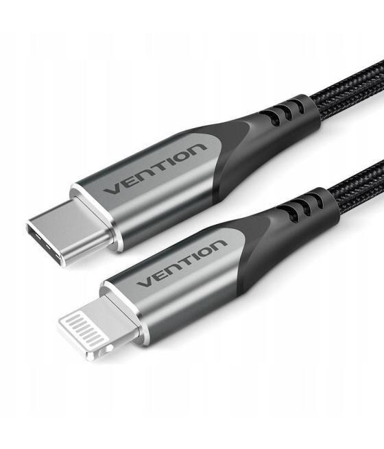 Cable usb 2.0 tipo-c lightning vention tachf/ usb tipo-c macho - lightning macho/ 1m/ gris