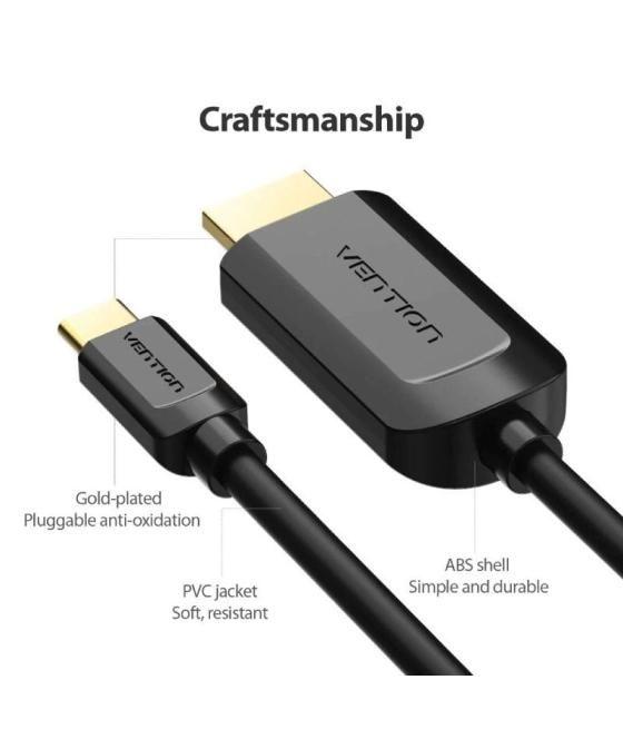 Cable conversor hdmi 1.4 4k vention cgubg/ usb tipo-c macho - hdmi macho/ 1.5m/ negro