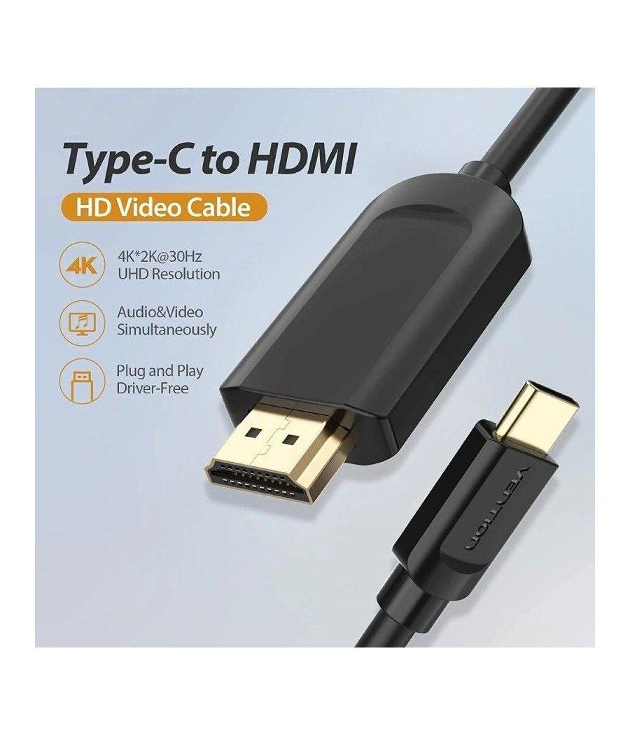 Cable conversor hdmi 1.4 4k vention cgubg/ usb tipo-c macho - hdmi macho/ 1.5m/ negro