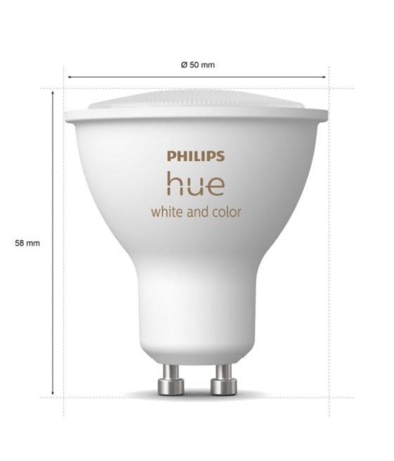 Bombilla led inteligente philips hue white and color/ casquillo gu10/ 5.2w/ 350 lúmenes/ 2000k-6500k/ precisa philips hue bridge