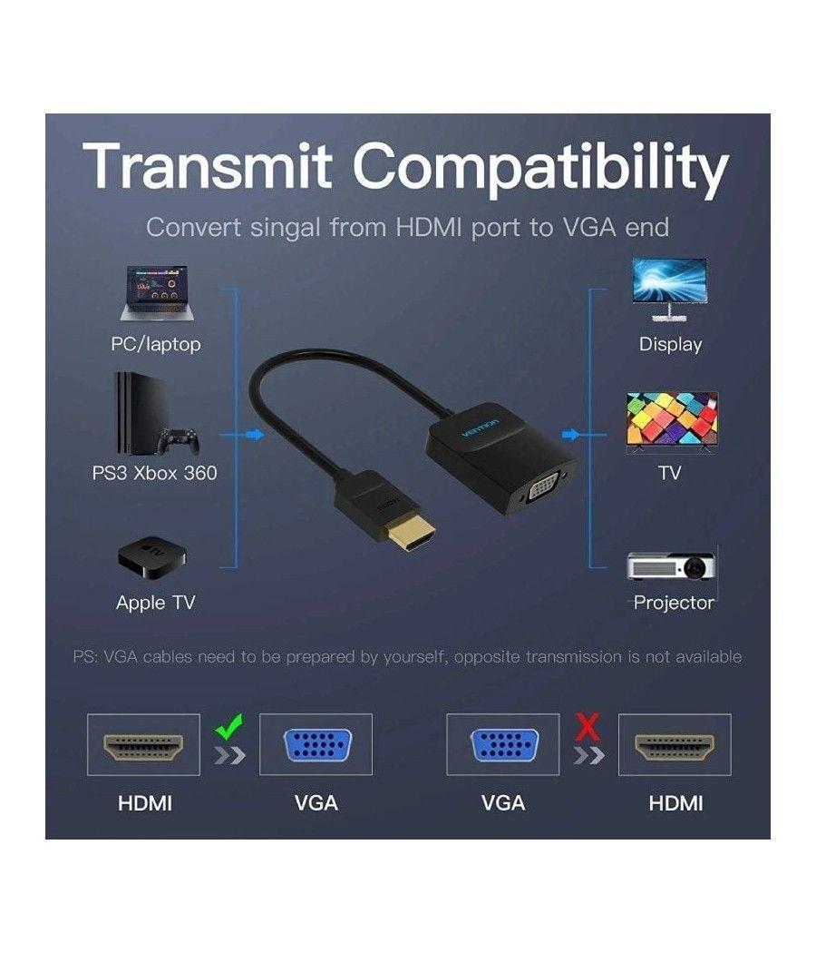 Convertidor hdmi a vga vention 42161/ hdmi macho a vga hembra