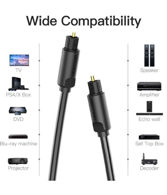 Cable de audio de fibra óptica vention baebh/ 2m/ negro