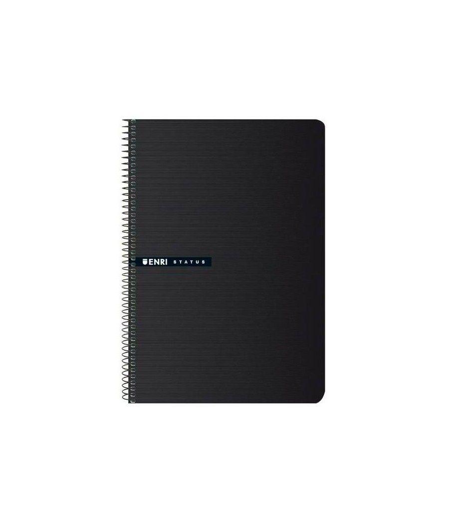 Enri cuaderno espiral 100h folio cuadrícula 4x4 negro pack 5 unidades