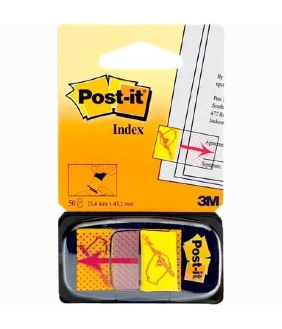 Post-it index 680 simbolo firma dispensador 1x50 amarillo -12u-