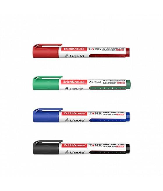 Set 4 marcadores pizarra blanca con tinta líquida lw-600 negro, azul, rojo, verde erich krause 58362