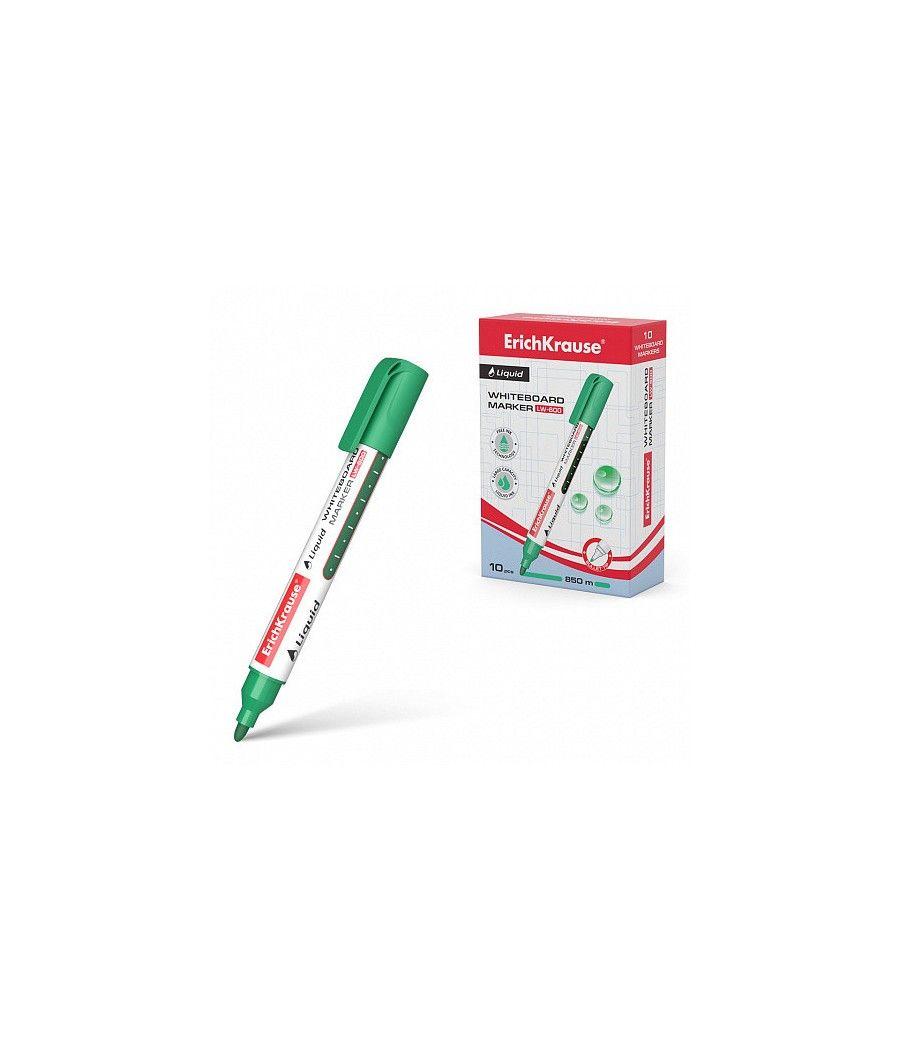 Marcador pizarra blanca con tinta líquida liquid lw-600, tinta color verde erich krause 56096 pack 10 unidades