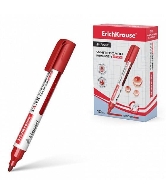 Marcador pizarra blanca con tinta líquida liquid lw-600, tinta color rojo erich krause 48776 pack 10 unidades