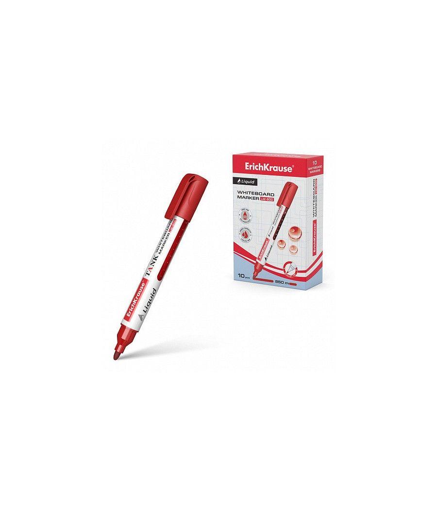 Marcador pizarra blanca con tinta líquida liquid lw-600, tinta color rojo erich krause 48776 pack 10 unidades