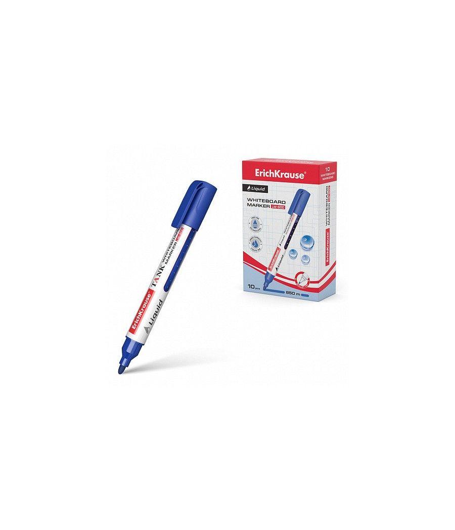 Marcador pizarra blanca con tinta líquida liquid lw-600, tinta color azul erich krause 48775 pack 10 unidades