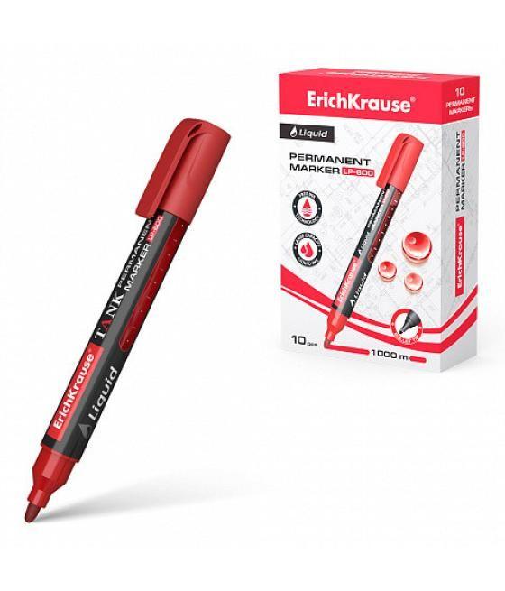 Marcador permanente con tinta líquida lp-600 tinta color rojo erich krause 48771 pack 10 unidades