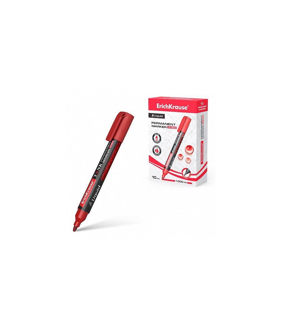 Marcador permanente con tinta líquida lp-600 tinta color rojo erich krause 48771 pack 10 unidades