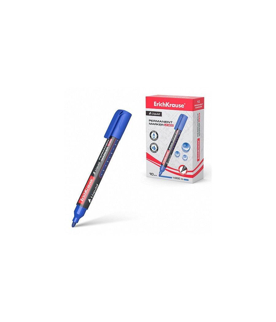 Marcador permanente con tinta líquida lp-600 color azul erich krause 48770 pack 10 unidades