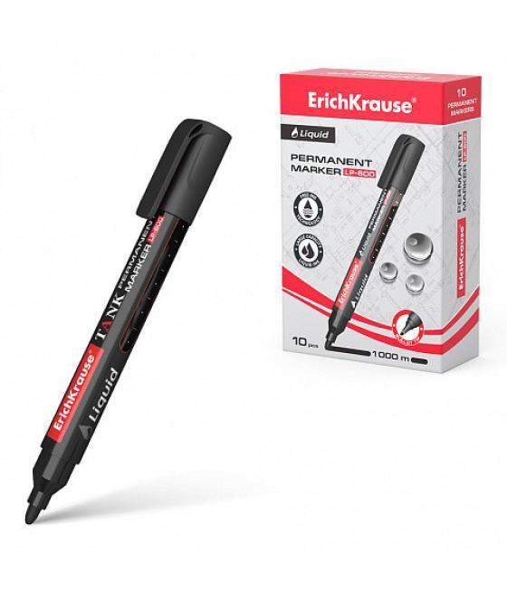 Marcador permanente con tinta líquida lp-600 color negro erich krause 48769 pack 10 unidades