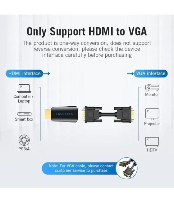 Adaptador conversor vention aidb0/ hdmi macho a vga hembra/ audio jack 3.5mm