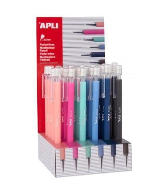 Apli expositor portaminas 0,5 mm colores surtidos -24u-