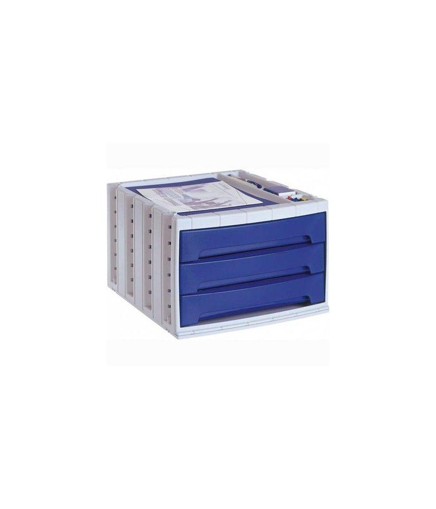 Archivo 2000 módulo sostenible archivotec 3 cajones válido para formato din a4, fólio y documentos 270x325 mm gris y azul