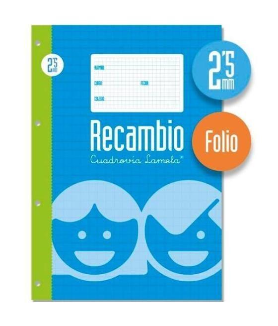 Lamela recambio 100h folio 70gr cuadrovía 2,5mm c/margen 4 taladros offset blanco
