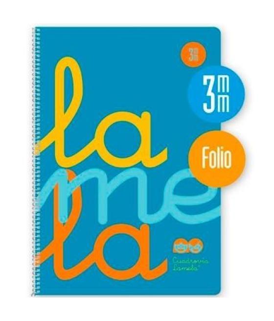 Lamela cuaderno espiral cubierta pp 80h folio cuadrícula 3mm c/ margen azul pack -5u-