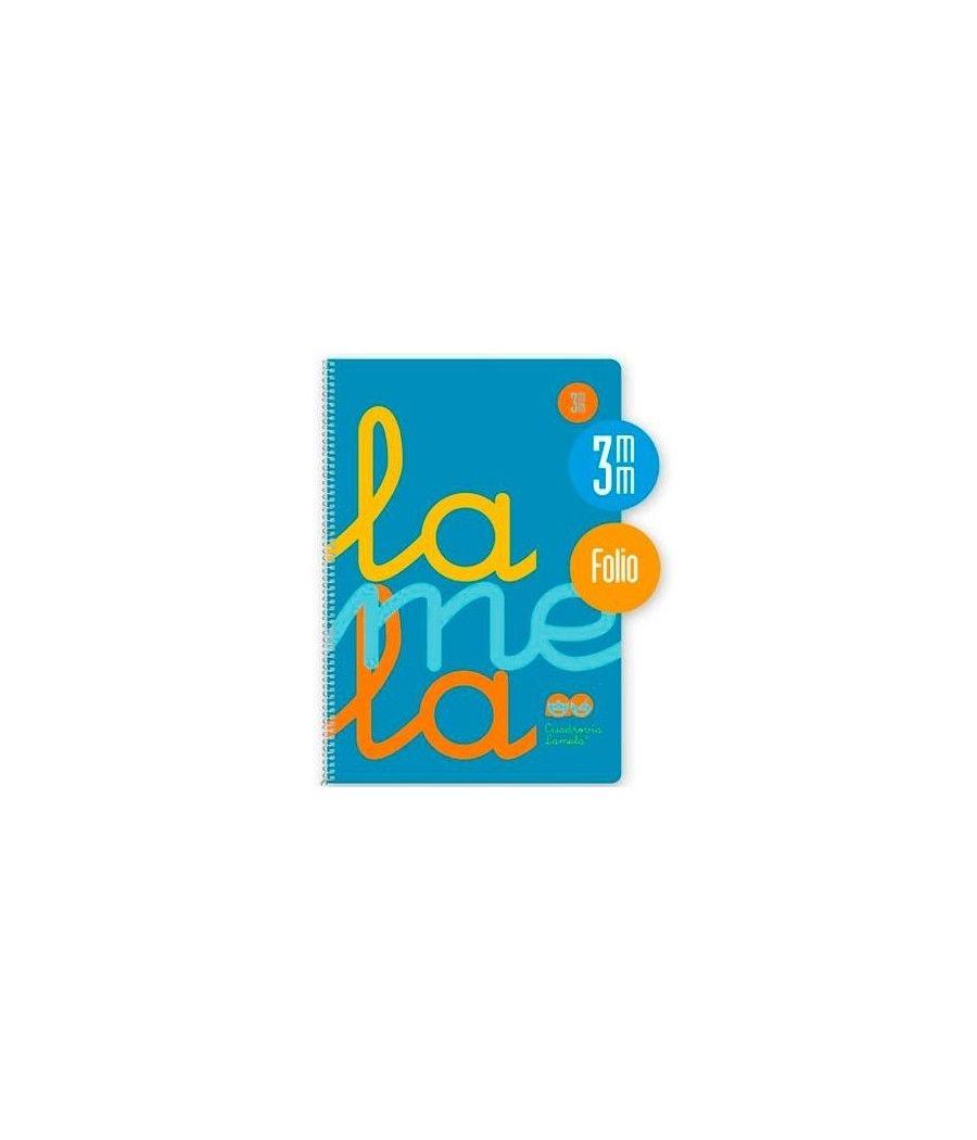 Lamela cuaderno espiral cubierta pp 80h folio cuadrícula 3mm c/ margen azul pack -5u-