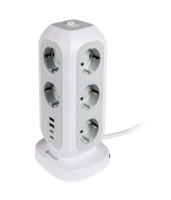 Verbatim regleta de enchufes con 11 tomas con interruptor cable 2 m 2 ubs-c y 2 usb-a blanco