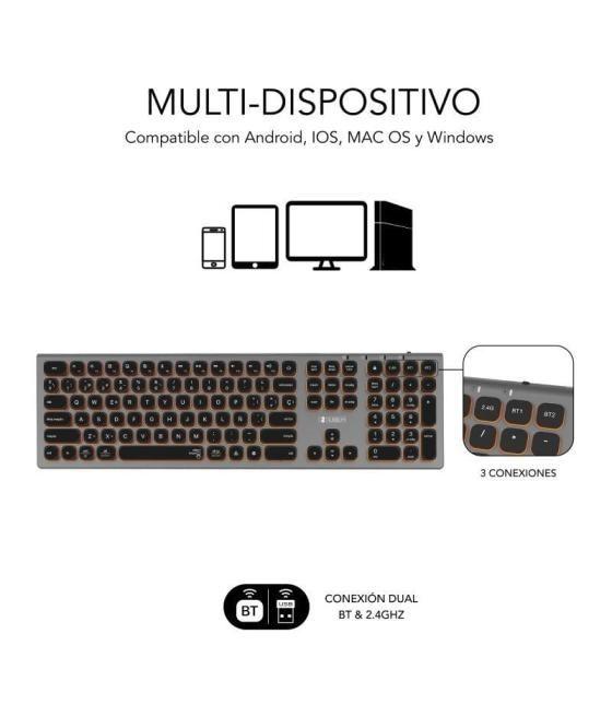 Teclado inalámbrico subblim master/ gris y negro