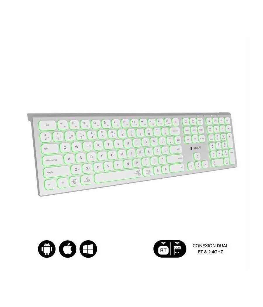 Teclado inalámbrico subblim master/ plata y blanco