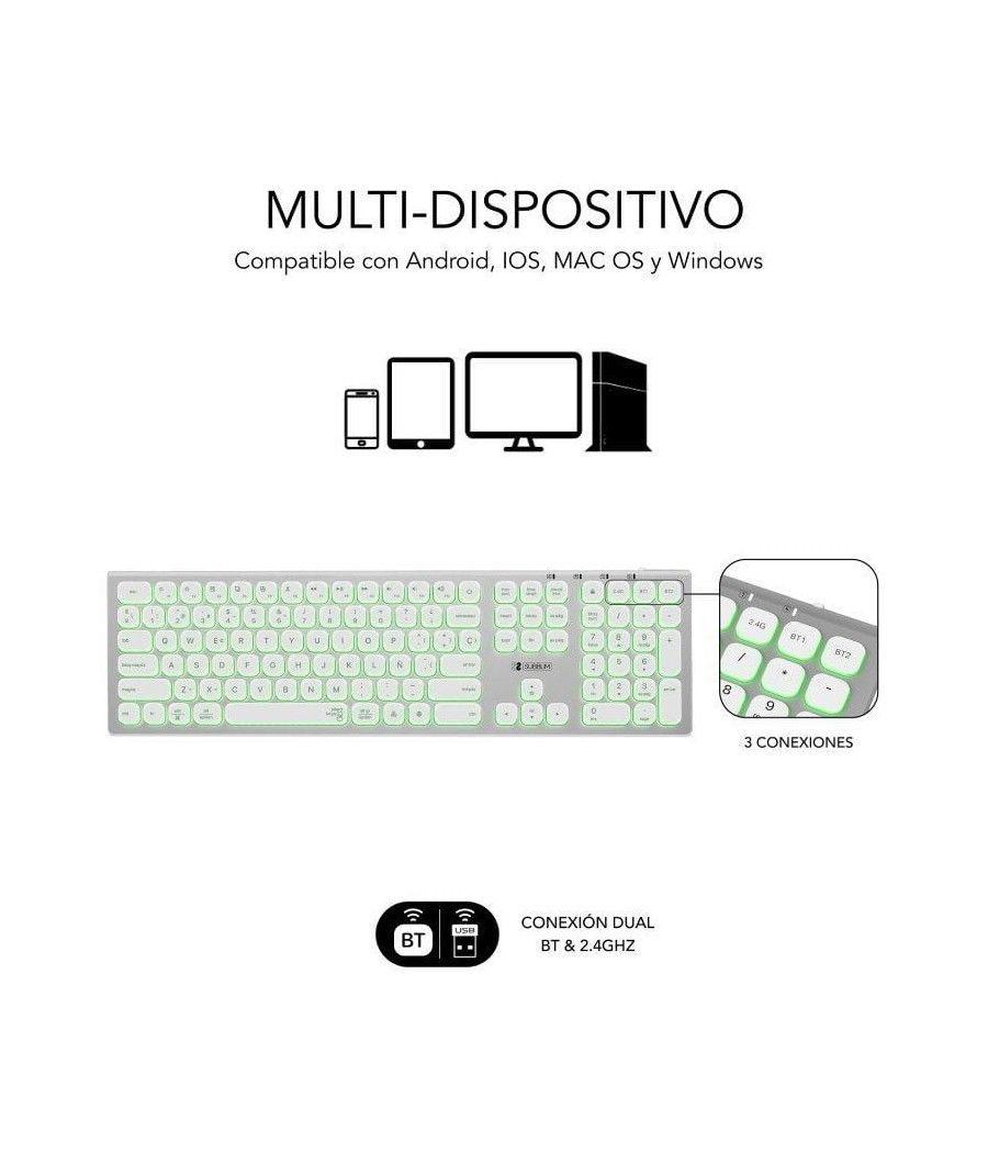 Teclado inalámbrico subblim master/ plata y blanco