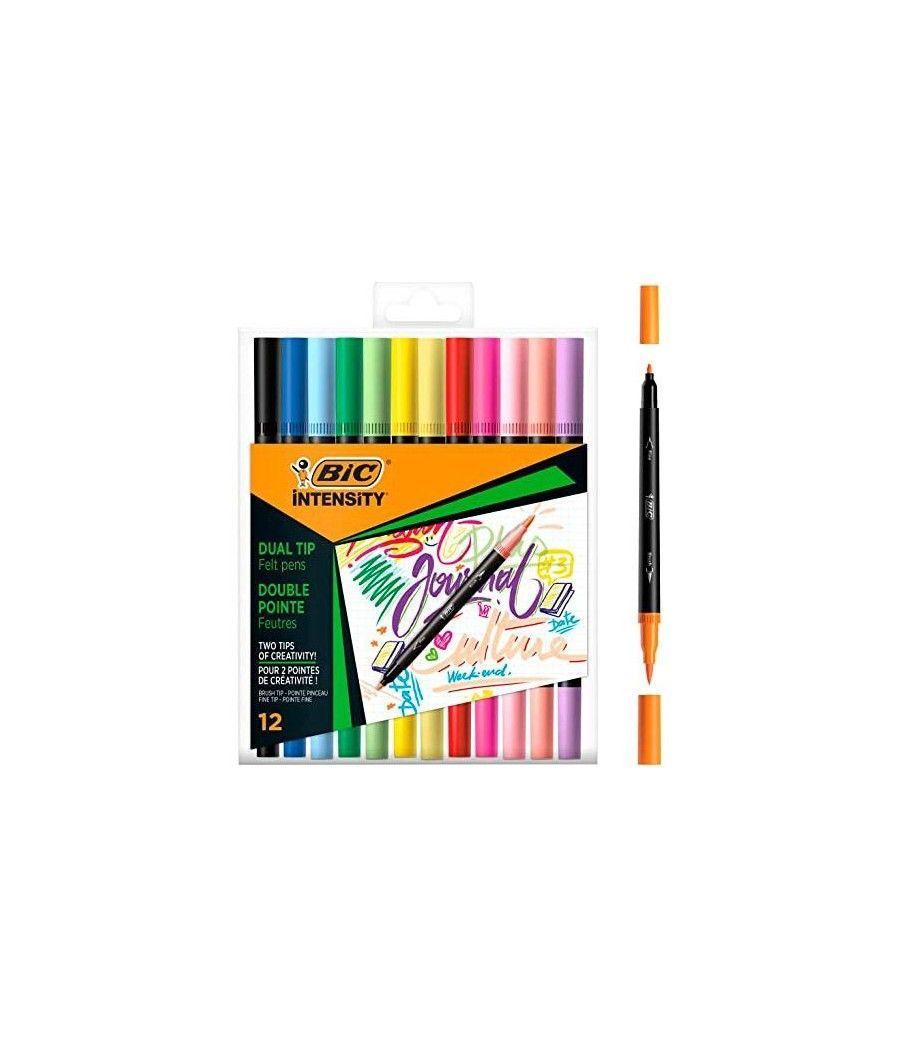 Bic rotulador intensity tip felt pens punta fina/pincel blíster de 12 c/surtidos mixtos