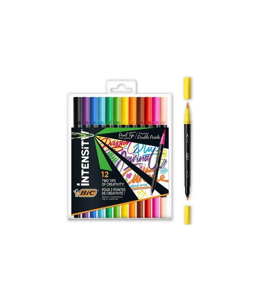 Bic rotulador intensity tip felt pens punta fina/pincel blíster de 12 c/surtidos vivos