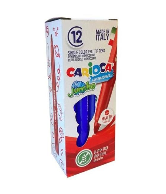 Carioca rotulador jumbo punta maxi azul - caja de 12