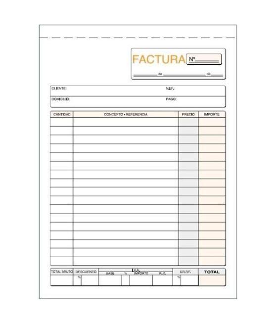 Talonario facturas cuarto natural