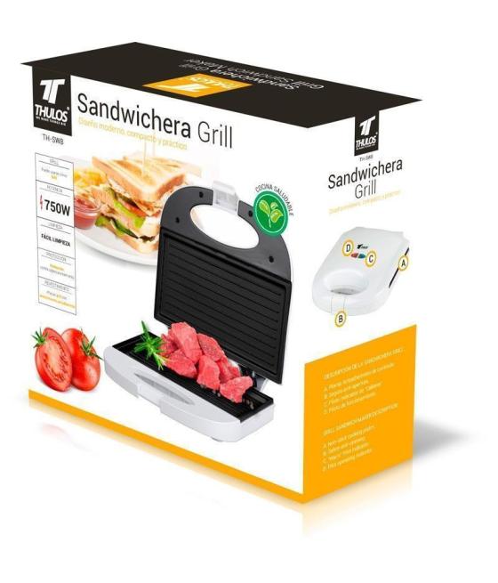 Sandwichera thulos th - sw8 blanco 750w grill