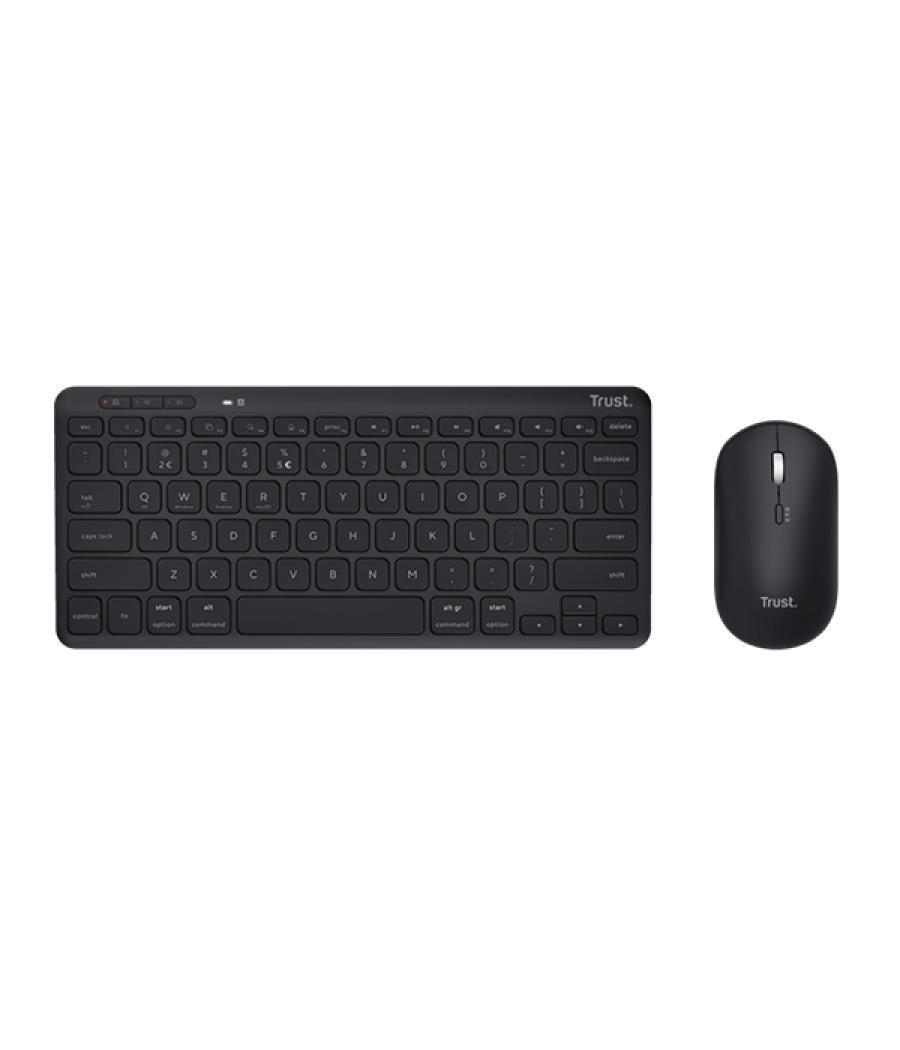 Teclado + mouse inalambrico trust lyra multidispositivo (usb y 2 disp bt) recargables 25061