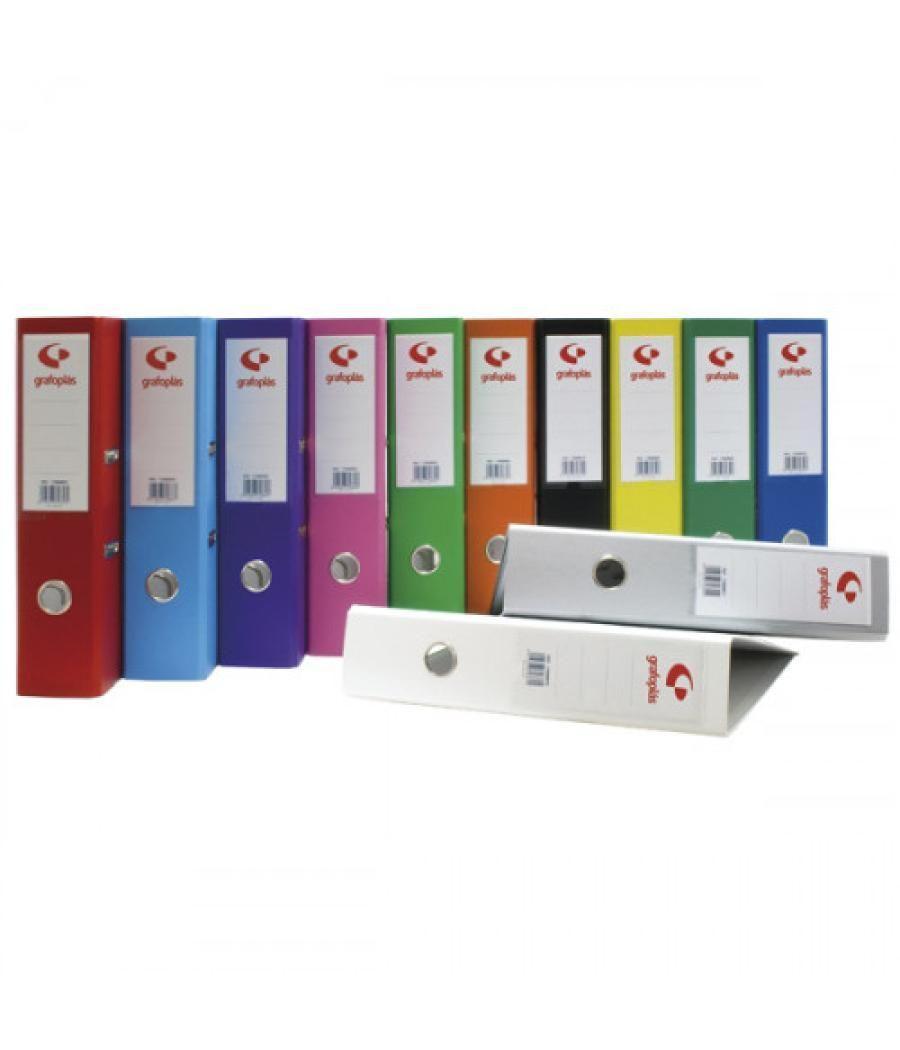 Archivador palanca 45 color blanco folio lomo estrecho 290x350x55 grafoplas 17279370 pack 12 unidades