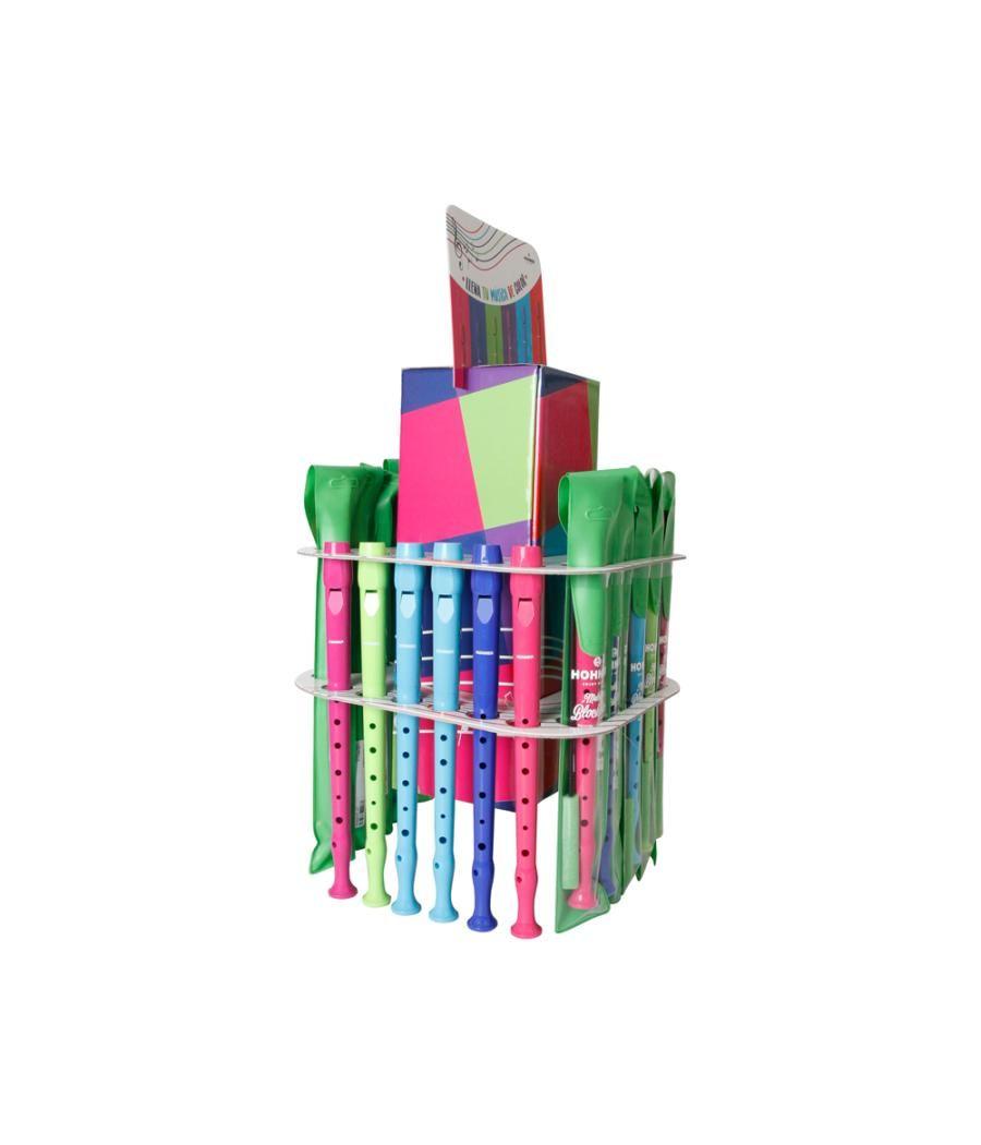 Flauta hohner gama colores expositor sobremesa de 36 unidades surtidas 6 por color 140x140x400 mm