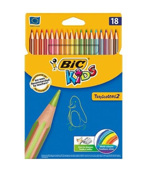 Bic lápices de colores kids tropicolors estuche de 18 c/surtidos