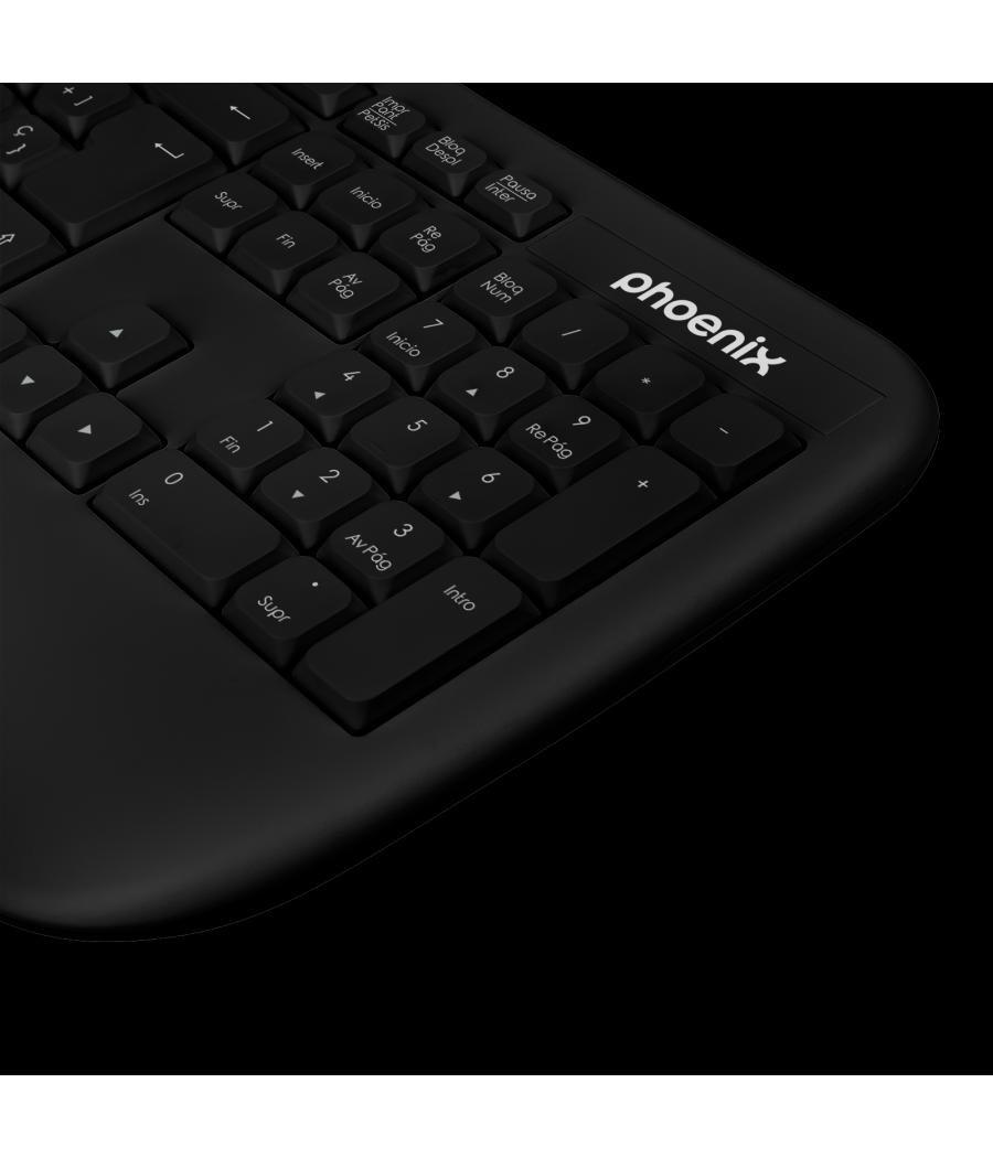 Phoenix k201 teclado ergonómico inalámbrico 2.4ghz