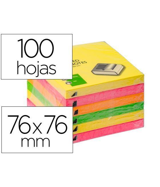 Bloc de notas adhesivas quita y pon q-connect 76x76 mm colores neon surtidos zig-zag pack 6 unidades