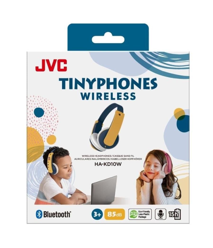 Auriculares infantiles inalámbricos jvc tinyphone ha-kd10w/ bluetooth/ amarillos y azules