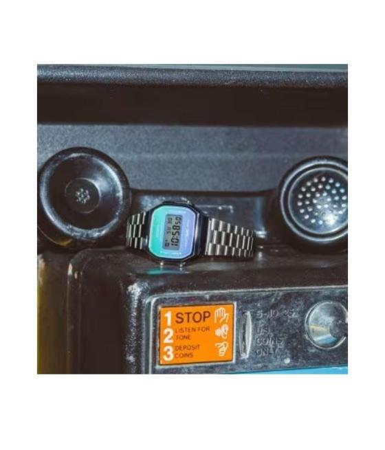 Reloj digital casio vintage iconic a168wer-2aef/ 39mm/ plata y azul