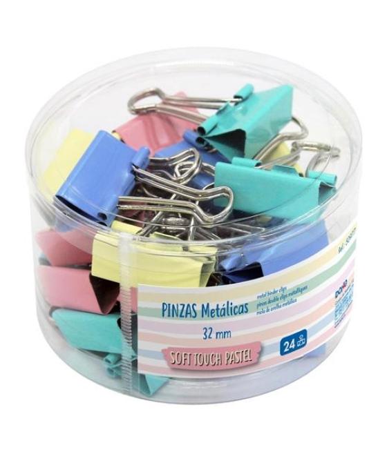 Dohe pinzas metálicas 32mm bote expositor 24 c/surtidos pastel