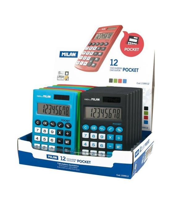 Milan calculadora pocket 8 digitos dual caja expositora colores -12u-