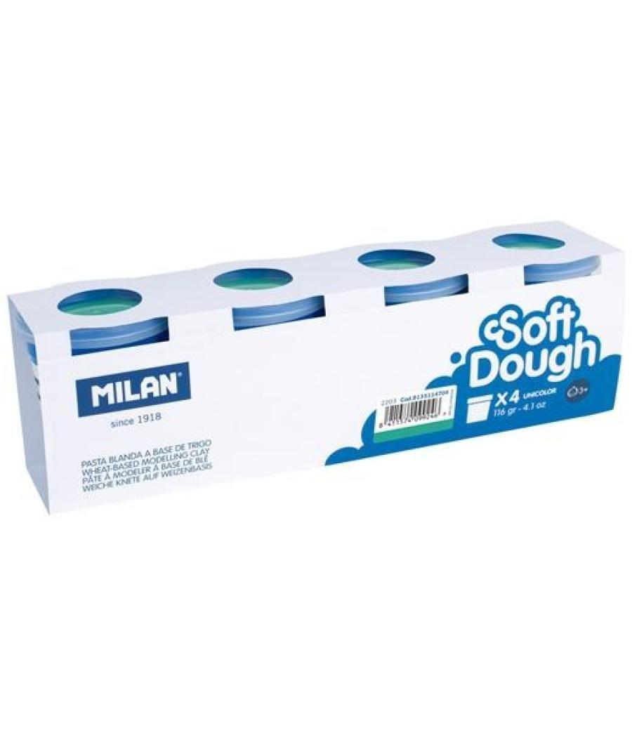 Milan pasta blanda soft dough caja 4 botes 116gr turquesa