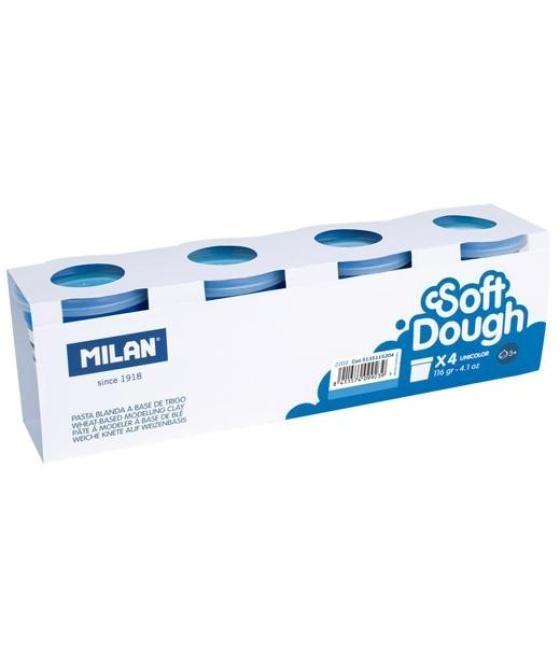 Milan pasta blanda soft dough caja 4 botes 116gr azul