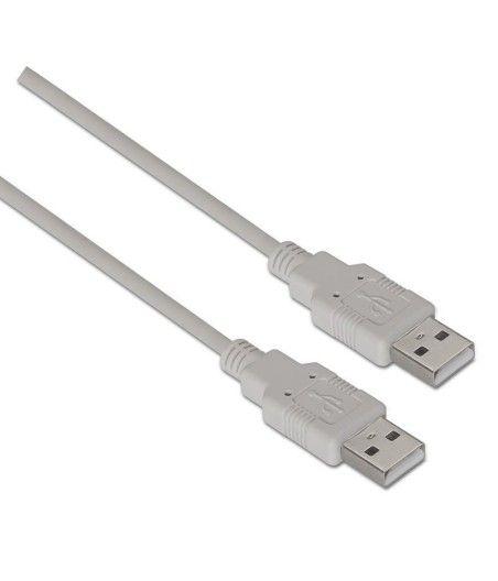 Cable USB 2.0  Aisens A101-0021/ USB Macho - USB Macho/ 1m/ Beige - Imagen 1