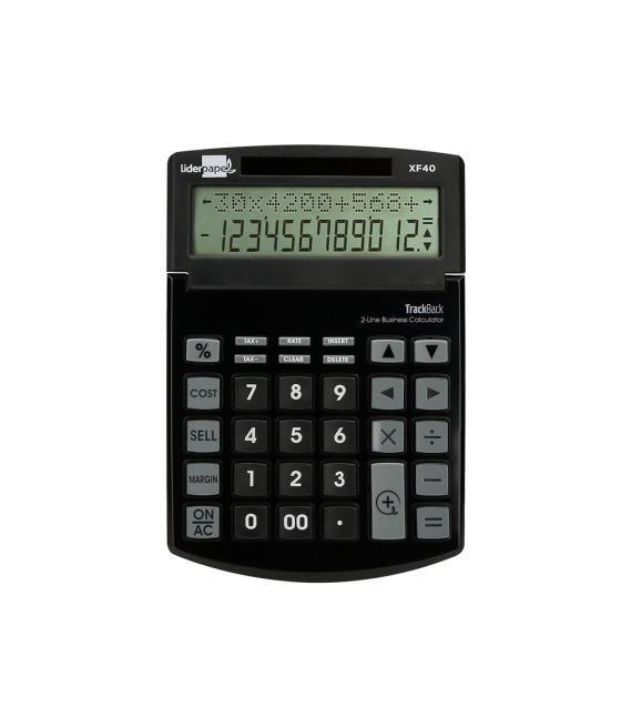 Calculadora liderpapel sobremesa xf40 12 dígitos dos lineas solar y pilas negro 175x120x30 mm 40% plástico