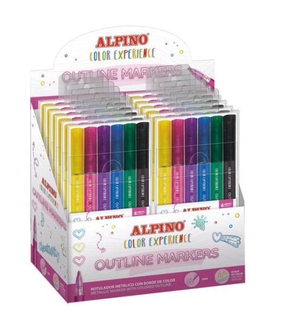 Alpino rotuladores outline color experience metálicos borde de color surtidos estuche 6 ud
