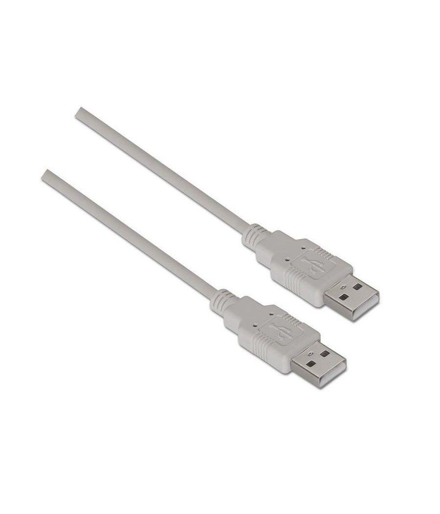 Cable USB 2.0 Aisens A101-0022/ USB Macho - USB Macho/ 2m/ Beige - Imagen 1